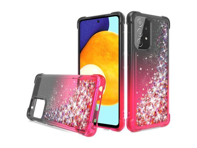 Shiny Flowing Glitter Liquid Bumper Case For Galaxy A52 5G In Black