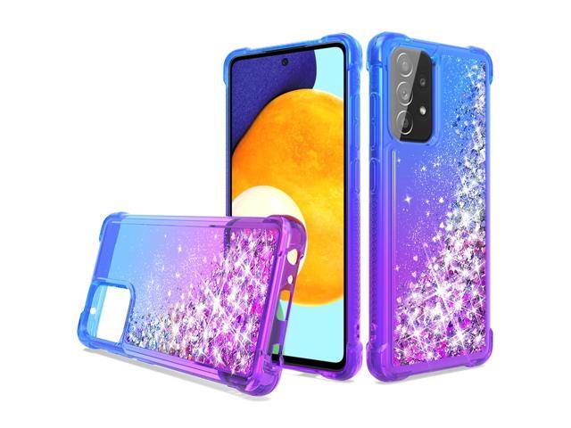 Shiny Flowing Glitter Liquid Bumper Case For Galaxy A52 5G In Blue