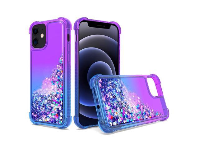 Shiny Flowing Glitter Liquid Bumper Case For APPLE IPHONE 12 MINI In Purple