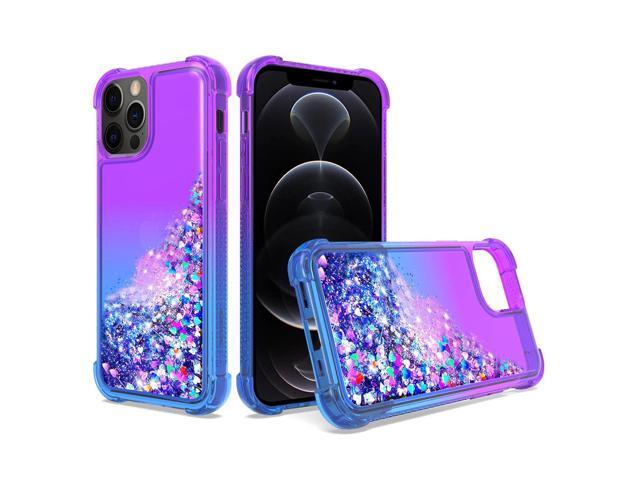 Shiny Flowing Glitter Liquid Bumper Case For APPLE IPHONE 12 PRO MAX In Purple