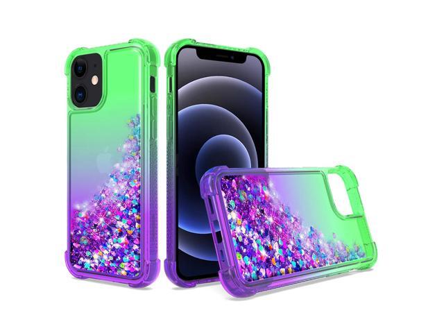 Shiny Flowing Glitter Liquid Bumper Case For APPLE IPHONE 12 MINI In Green