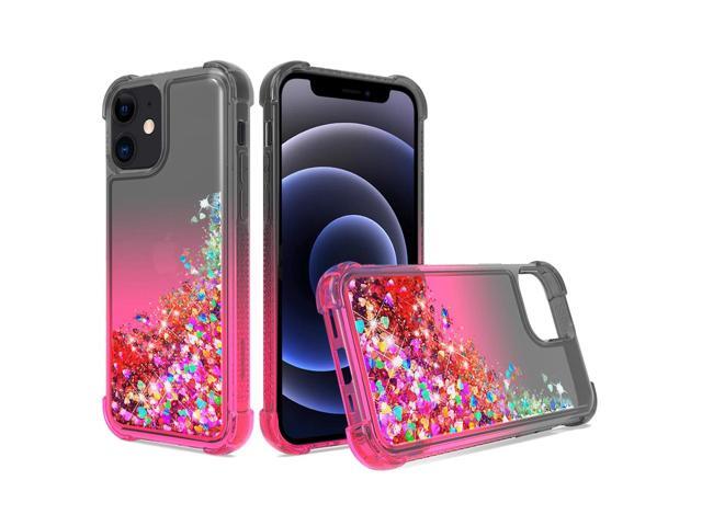 Shiny Flowing Glitter Liquid Bumper Case For APPLE IPHONE 12 MINI In Black