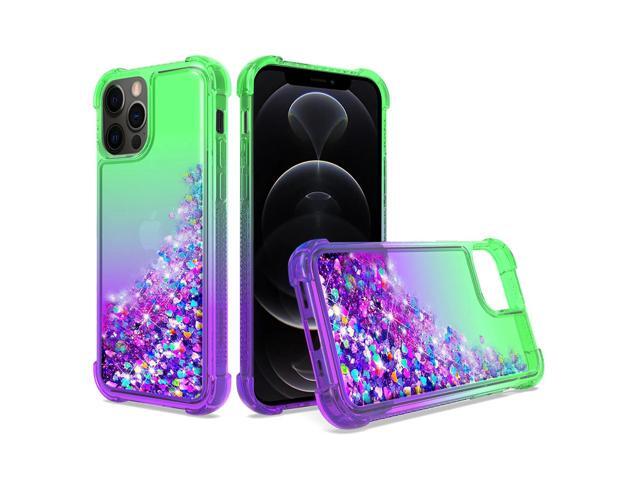 Shiny Flowing Glitter Liquid Bumper Case For APPLE IPHONE 12 PRO MAX In Green