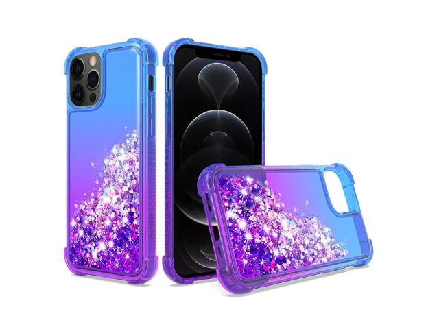 Shiny Flowing Glitter Liquid Bumper Case For APPLE IPHONE 12 PRO MAX In Blue