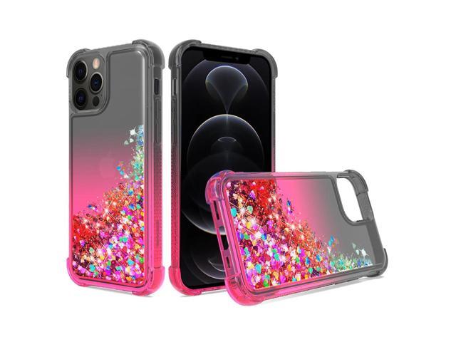 Shiny Flowing Glitter Liquid Bumper Case For APPLE IPHONE 12 PRO MAX In Black
