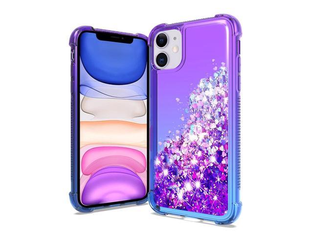 Shiny Flowing Glitter Liquid Bumper Case For APPLE IPHONE 11 In Purple