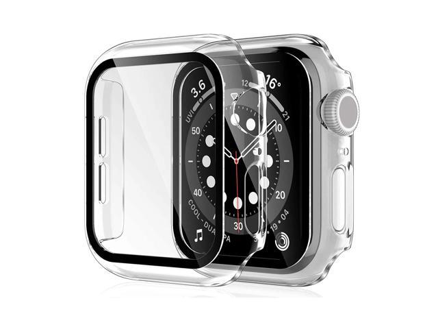 Full Cover tempered glass screen protector with pc case for Apple Watch 44 mm In Clear