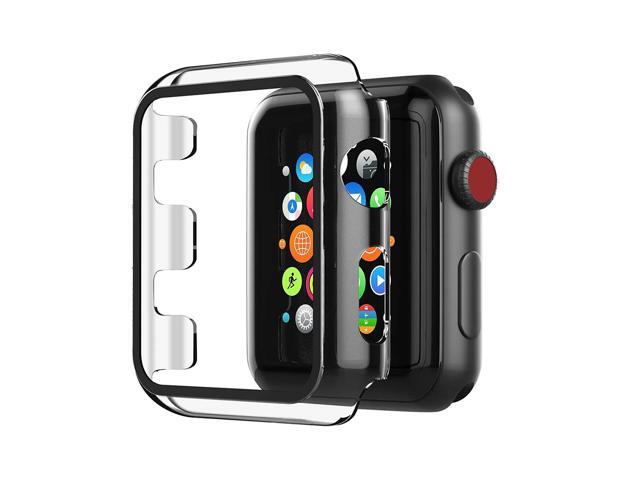 Full Cover tempered glass screen protector with pc case for Apple Watch 42 mm In Clear