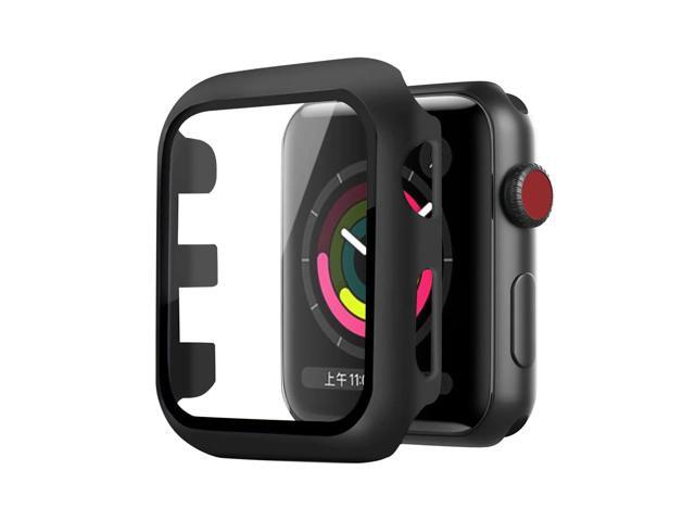 Full Cover tempered glass screen protector with pc case for Apple Watch 38 mm In Balck