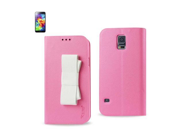 REIKO SAMSUNG GALAXY S5 FOLIO WALLET CASES-PINK WHITE