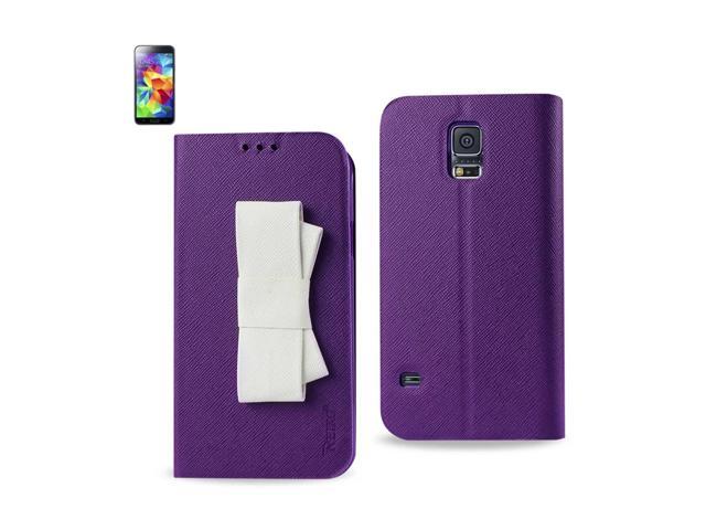REIKO SAMSUNG GALAXY S5 FOLIO WALLET CASES-PURPLE WHITE