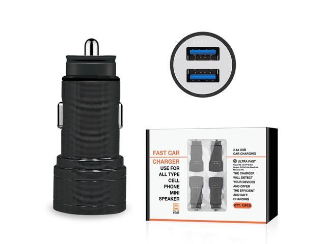 Dual Port USB Car Charger/ Adapter In Black (12pcs)