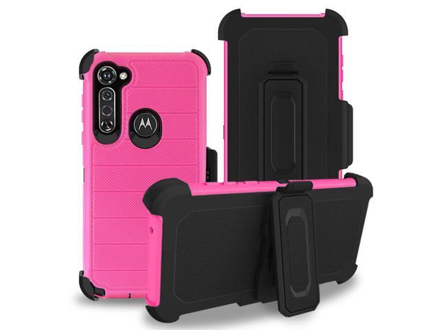 MOTO G STYLUS 3-In-1 Hybrid Heavy Duty Holster Combo Case In Hot PINK