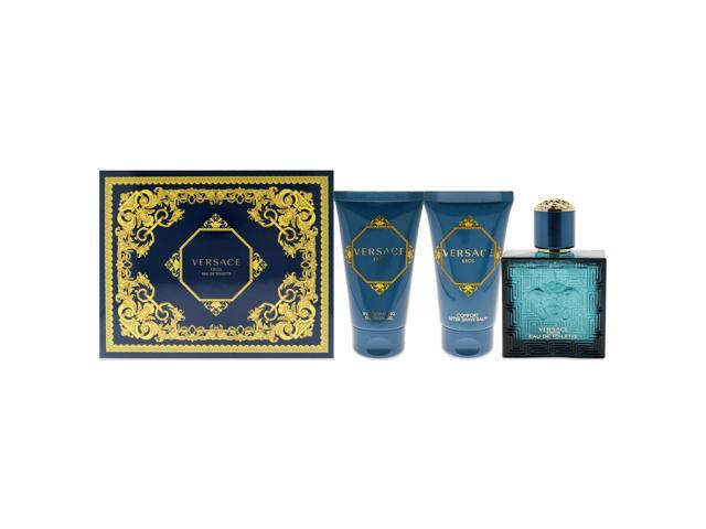 Versace Eros by Versace for Men - 3 Pc Gift Set 1.7 oz EDT Spray, 1.7 oz Comfort After Shave Balm, 1.7 oz Invigorating Shower Gel
