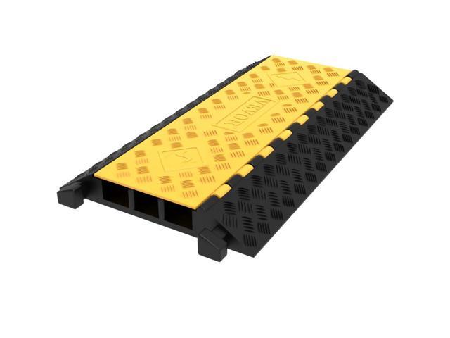 VEVOR Rubber Cable Guard, 3-Channel, 2 x 2.3 in - Durable Cord Protection Ramp for Driveways, 6600 lbs Capacity