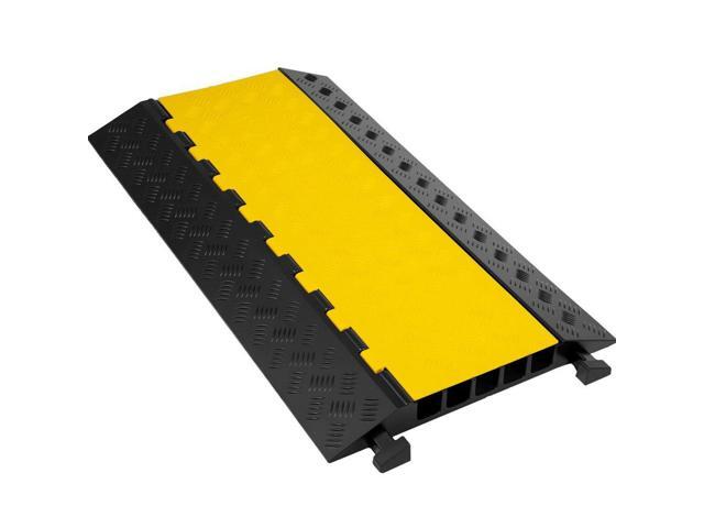 VEVOR 5 Channel Cable Protectors Extreme Rubber Cable Ramps Heavy Duty Protective Cable Wire Cord Ramp Driveway Rubber Traffic Speed Bumps Cable...