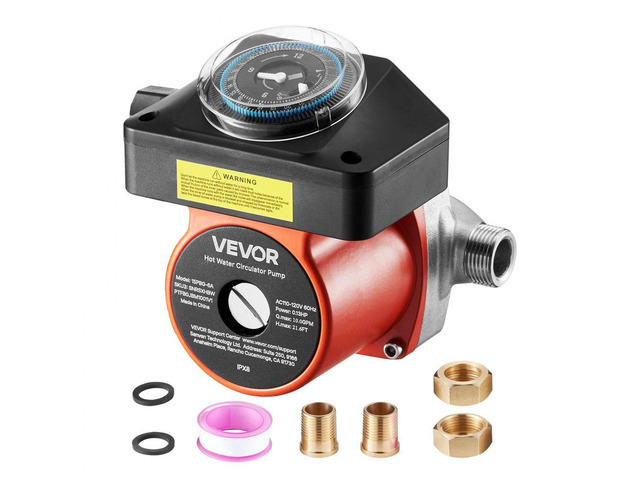 VEVOR Hot Water Recirculating Pump, with Timer, 10 GPM Instant Recirculation Pump Kit, Circulation Circulator System, 0.13 HP AC 110-120V, NPT 3/4...