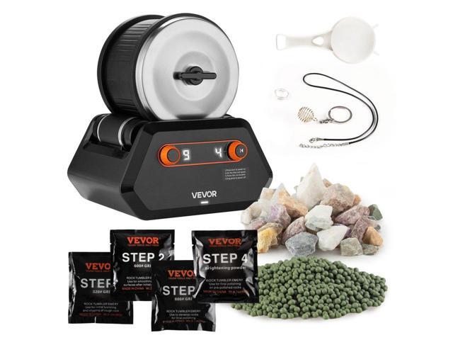 VEVOR Rock Tumbler Kit, 3 lbs Rock Polishing Kit, 4 Speed Settings 9-Day Polishing Timer Stone Polishing Kit, Rock Polisher with Rough Gemstones...