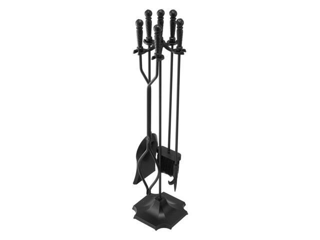 VEVOR Fireplace Tool Set, 5 PCS Fire Tool Set and Holder with Five-Prong Stand, Tongs, Ash Shovel, Brush, Fire Place Poker, Wrought Iron Fireplace...
