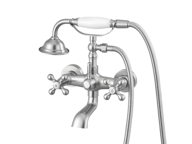 VEVOR Clawfoot Tub Faucet, Wall Mount Bathtub Faucets with Handheld Shower, Vintage Brushed Nickel Clawfoot Tub Filler Faucet Shower Kit with...