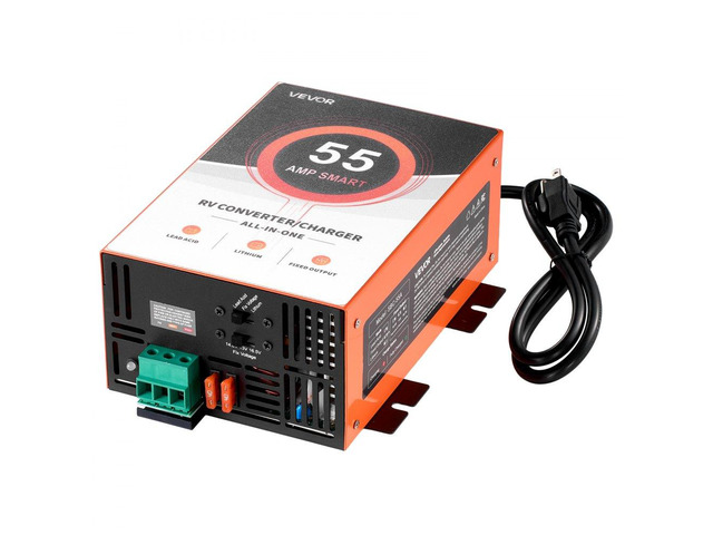 RV Power Converter, 55 Amp, 110V AC to 12V DC RV Converter Battery Charger, Multi Stage Smart Charging, 13V to 16.5V Operating Range, Compatible...
