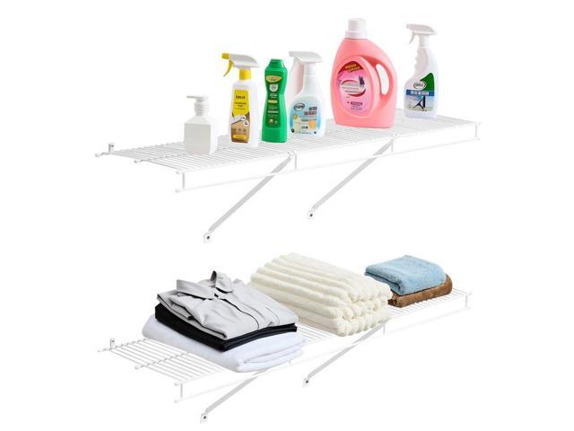 VEVOR Wire Shelf Kit, 4 ft, Set of 2, Wall Mounted Wire Shelves, Heavy-Duty Carbon Steel Hanging Shelf, Floating Wall Storage Shelves with Dip...