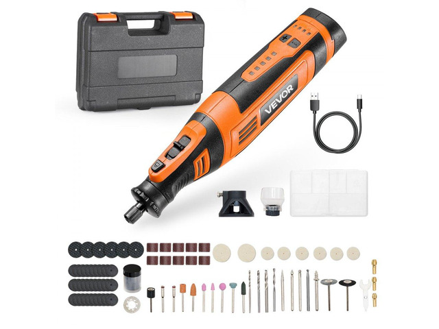 VEVOR 136-Piece Cordless Rotary Tool Kit, DC8V Portable Mini Power Rotary Tool, 5 Speeds 5000-30000RPM Multi-Purpose DIY Tools for Engraving,...