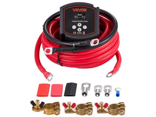 VEVOR Dual Battery Isolator Kit, 12V 300 Amp, Manual and Automatic VSR Voltage Sensitive Relay with Voltmeter, LCD Screen, Smart Battery Isolator,...