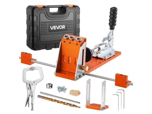 VEVOR Pocket Hole Jig Kit, 1/2 to 1-1/2 in Adjustable, Jig Pocket Hole System with Toolcase, C-Clamp, Step Drill, Hex Wrench, Drill Stop Ring,...