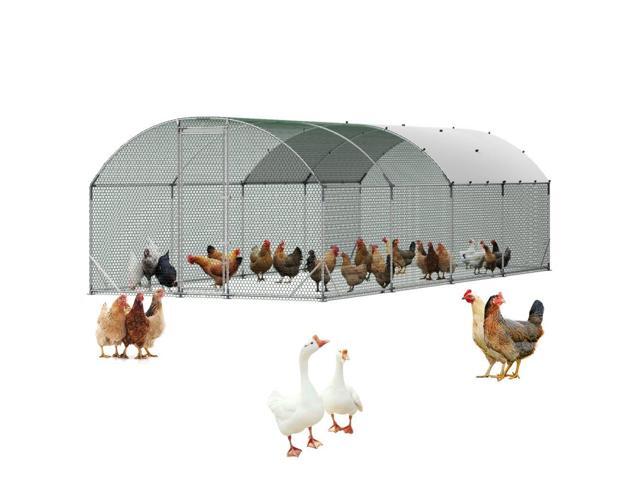 VEVOR Large Metal Chicken Coop, 9 x 25 x 6.6 ft, Walk-in Chicken Run House with Waterproof Cover & Sturdy Frame, Dome Roof Poultry Cage Duck Pen...