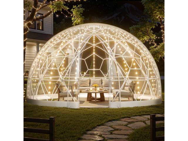 Garden Dome Tent, 15 x 9.5 ft Outdoor Clear Bubble Tent for 10-14 Person, Weatherproof Geodesic Dome Greenhouse with Window, PVC Igloo Tents for...
