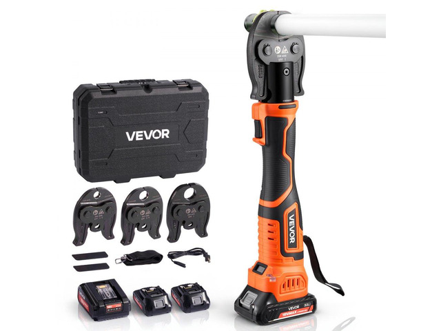 PureFlow Press Tool, 18V Electric Pipe Crimping Tool for 1/2', 3/4', 1' PEX Pipe Stainless Steel Rings, PEX Press Tool Kit with 3 VPF Jaws, 2pcs...