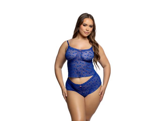 Roma Costume Infinite Lace Teddy, Blue, 1X/2X