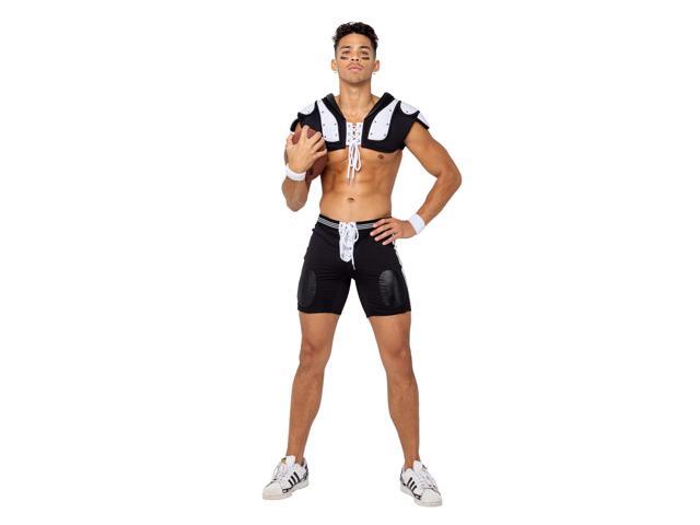 Roma Costume 3PC Mens Football Touchdown Hunk, Black/White, S