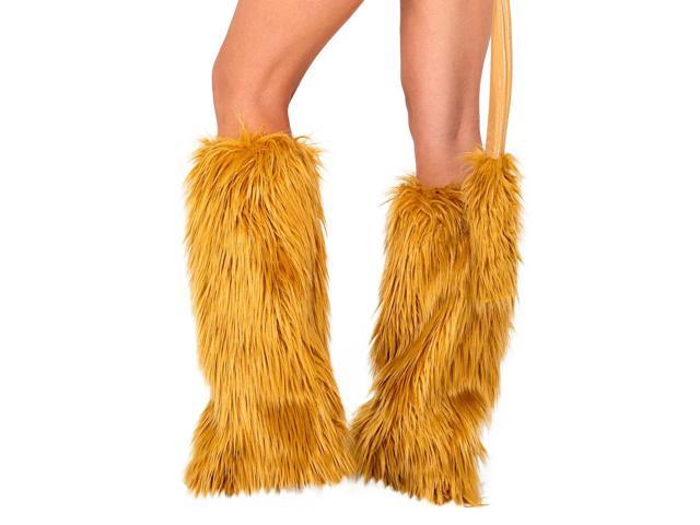 Roma Costume Fur Boot Covers, Gold, One Size