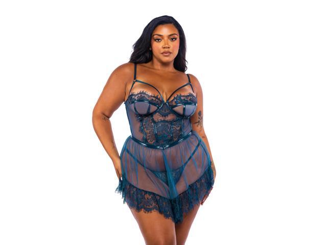 Roma Costume Eden Babydoll 2-Piece Set, teal, 1X