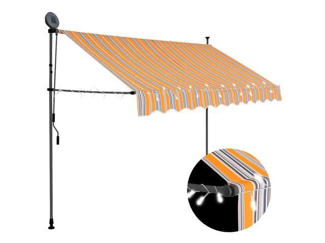 vidaXL Retractable Awning Yellow and Blue Polyester with PU coating, Steel