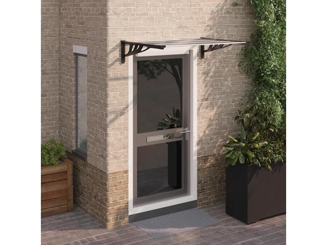 vidaXL Door Canopy Black and Transparent Polycarbonate, ABS, Aluminum