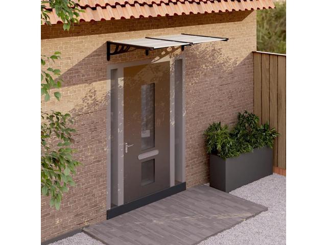vidaXL Door Canopy Black and Transparent Polycarbonate, ABS, Aluminum