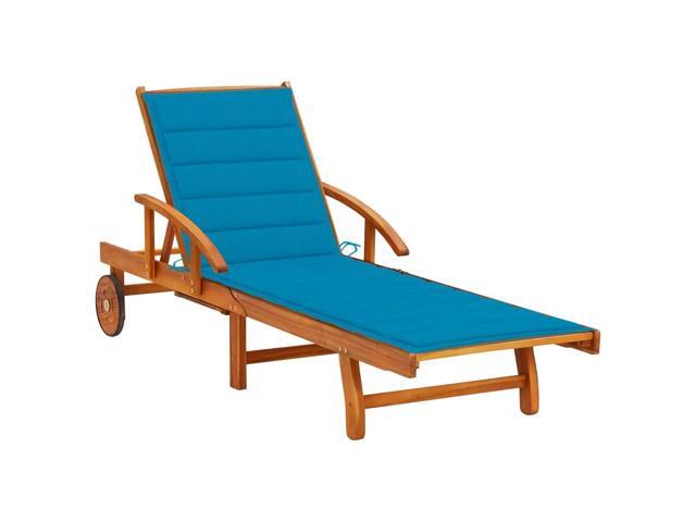 vidaXL Lounger Blue Solid Acacia Wood Standard Adjustable Arms Lounger