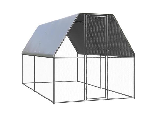 vidaXL Chicken Cage Silver and silver grey Galvanized steel, polyethylene