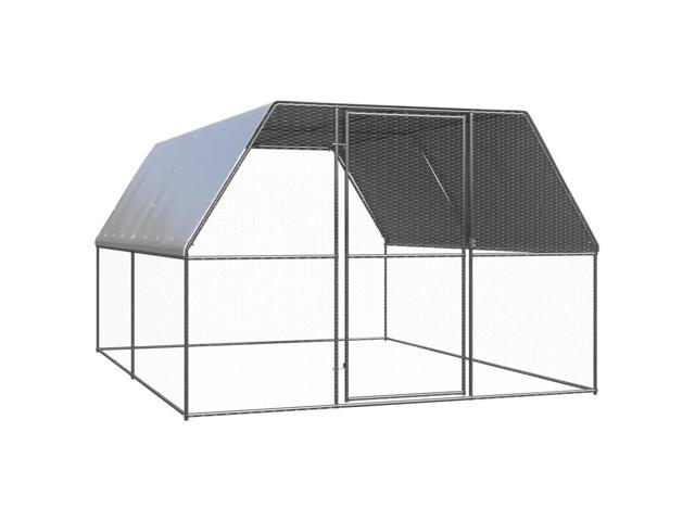 vidaXL Chicken Cage Silver Galvanized steel, Polyethylene Large Locks