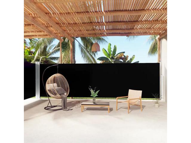 vidaXL Side Awning Black 100% Polyester with PU coating Large