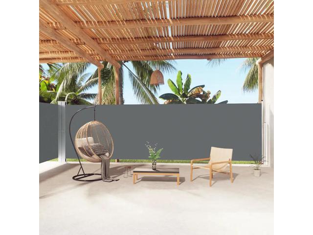 vidaXL Side Awning Anthracite Polyester with PU coating, steel, aluminum