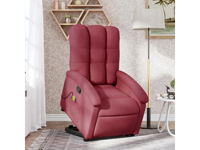 vidaXL Stand Up Massage Recliner Chair Wine Red Fabric, metal, plywood