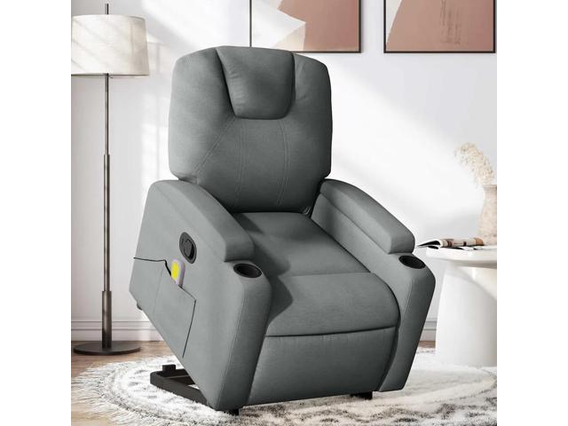 vidaXL Stand up Massage Recliner Chair Dark Gray Fabric