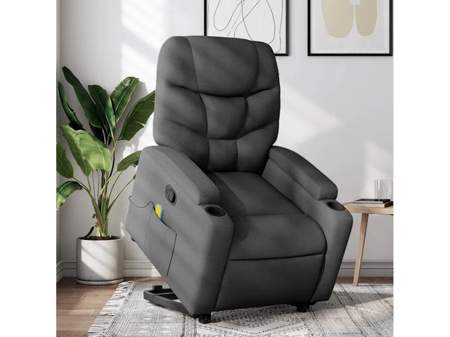 vidaXL Stand up Massage Recliner Chair Dark Gray Fabric