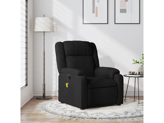vidaXL Massage Recliner Chair Black 100% Polyester, Metal, Plywood
