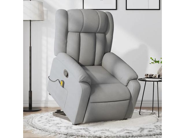 vidaXL Stand up Massage Recliner Chair Light Gray Fabric