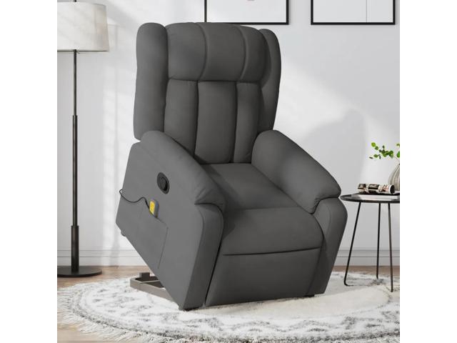 vidaXL Stand up Massage Recliner Chair Dark Gray Fabric